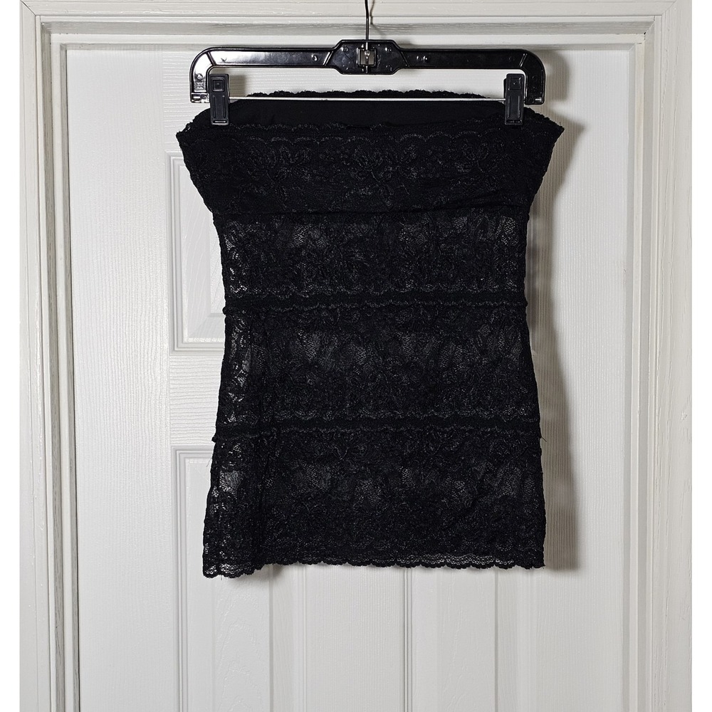 Bebe Vintage Y2K Lace Black Strapless Top Babydoll Sheer Top Whimsy Goth Medium - Picture 2 of 3